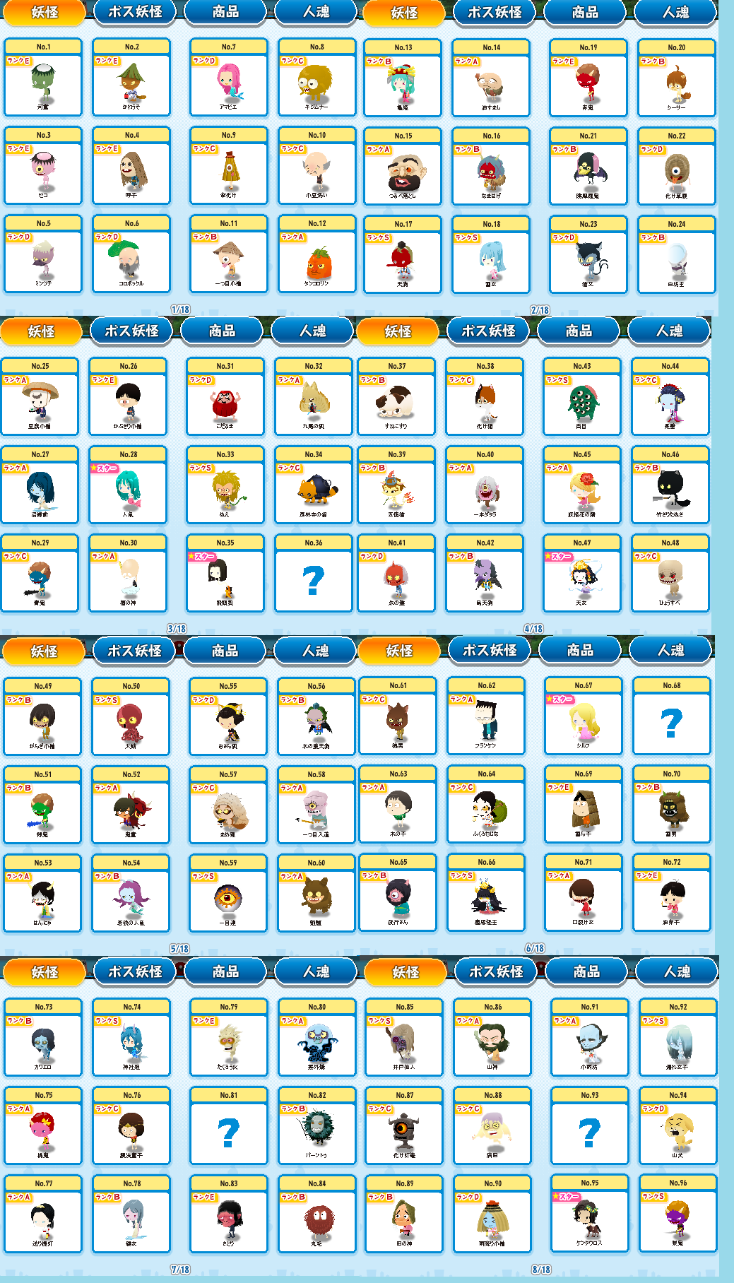 妖怪図鑑 小妖怪 早見表 V